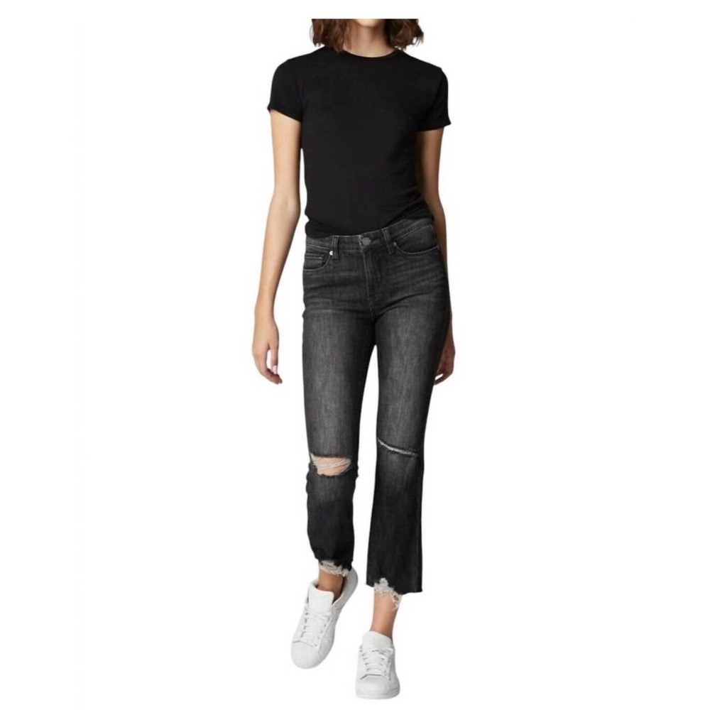 Blank NYC The Varick Kick Flare Black Distressed Ankle Jeans